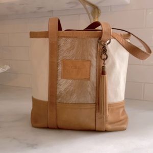 Canoe Canvas, leather and hide tote bag